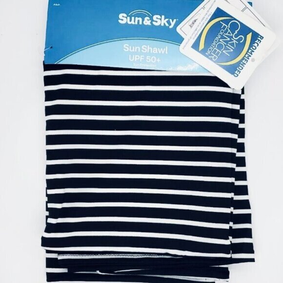Wrap Sun Protection Swimming Suit Cover UPF 50+ White/Black Stripes - Picture 1 of 4